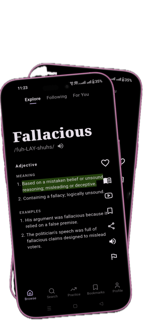 WordTok browse screen - swipe word cards to learn English vocabulary